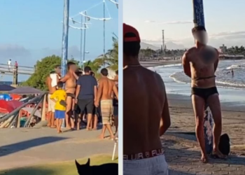 homem-e-agredido-por-banhistas-apos-se-exibir-a-criancas-em-praia-de-itapoa
