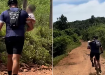casal-encontra-crianca-de-2-anos-perdida-em-trilha-em-goias;-video-emociona-redes-sociais
