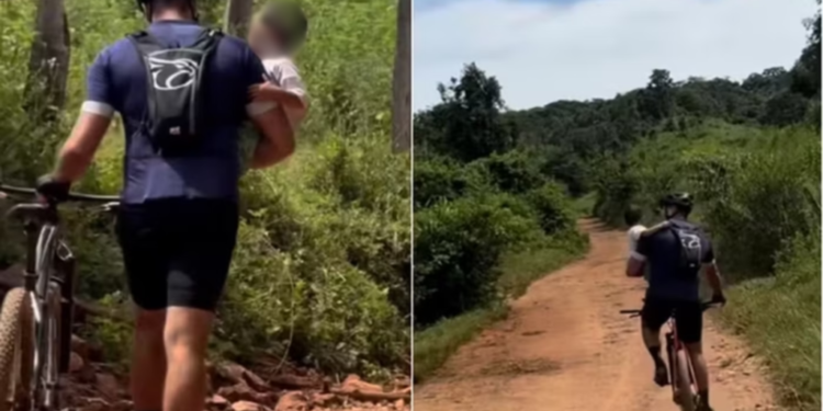 casal-encontra-crianca-de-2-anos-perdida-em-trilha-em-goias;-video-emociona-redes-sociais