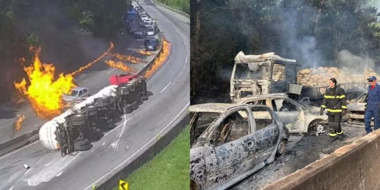 carreta-com-etanol-tomba-e-provoca-incendio-na-br-101-em-sc