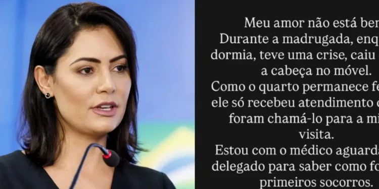 “meu-amor-nao-esta-bem”,-diz-michelle-apos-queda-de-bolsonaro-durante-a-madrugada